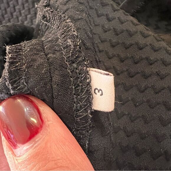 Sandro Paris Black Textured Fit & Flare Sleeveless Dress Sz 3 L Elegant Zip Back - Picture 8 of 12